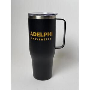 Adelphi University Travel Mug Cup Black Yellow